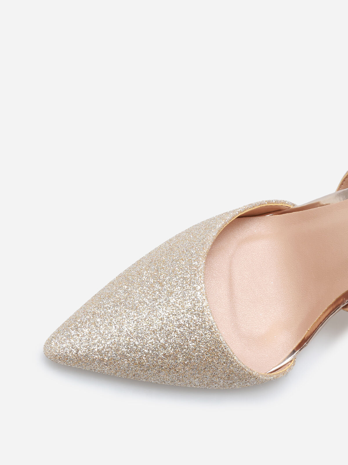 Escarpins asymétriques à paillettes- Doré rose