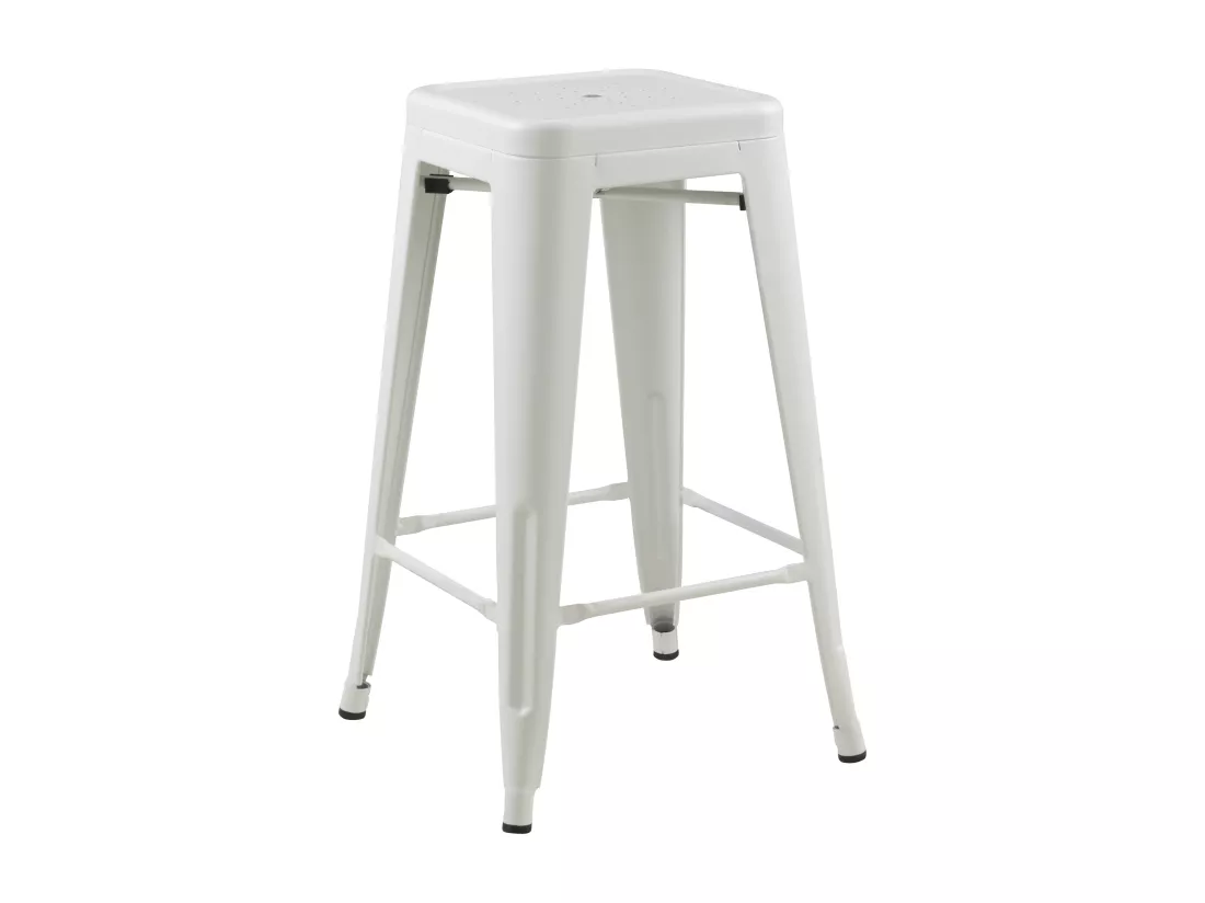 Lot de 2 tabourets pour îlot central 66 cm en métal blanc mat - Indus