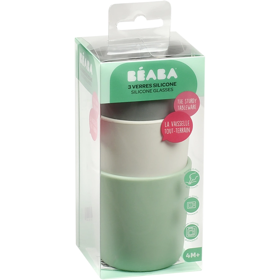 BEABA® Silikonbecher im 3er-Set, grausalbeigrünvelvet grau