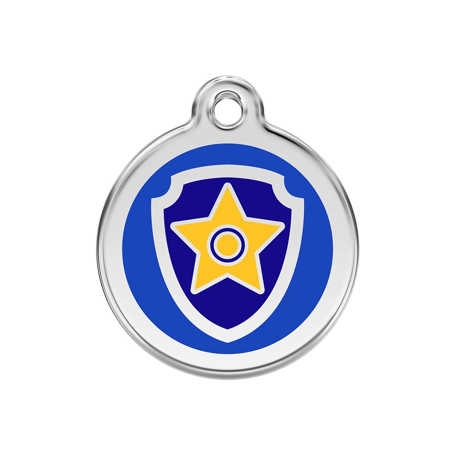 Placa de identificação para cães Nickelodeon Patrulha Canina Chase Azul em aço inoxidável esmaltado