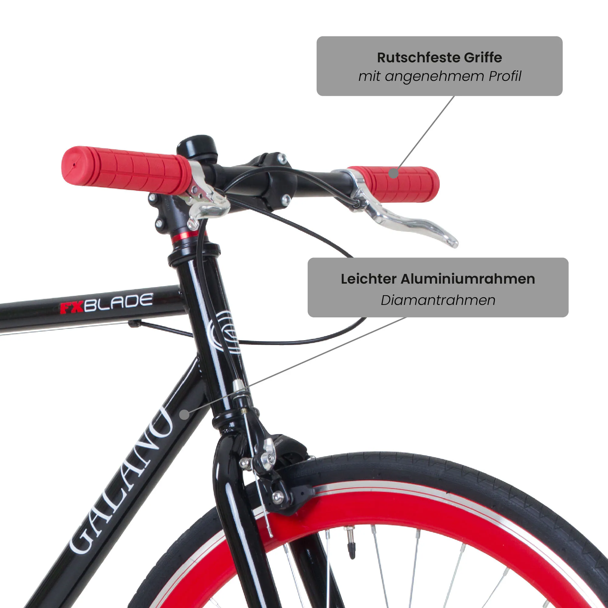 Galano Blade Fixie Fahrrad 28 Zoll Singlespeed 165 - 195 cm retro Urban Bike mit Flip Flop Nabe für Fixed Gear und Freilauf
