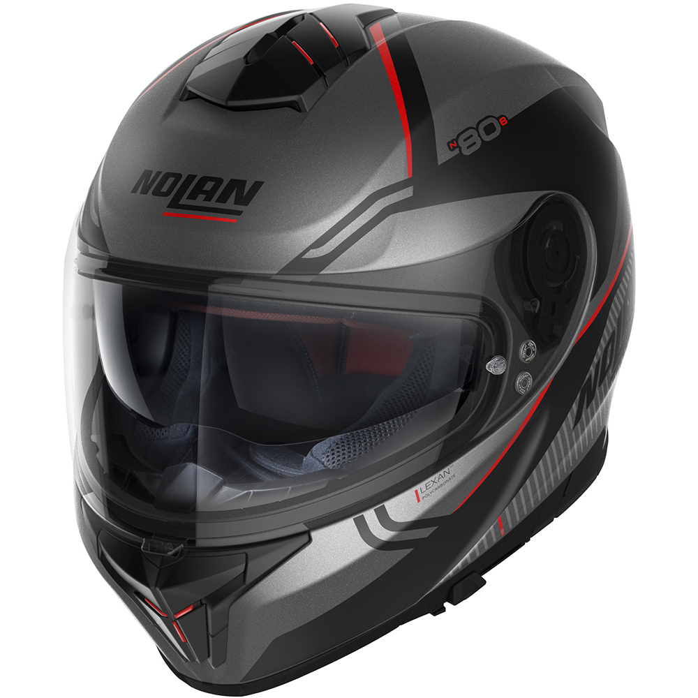 Nolan - Casque N80-8 Astute N-Com Gris / Noir / Rouge