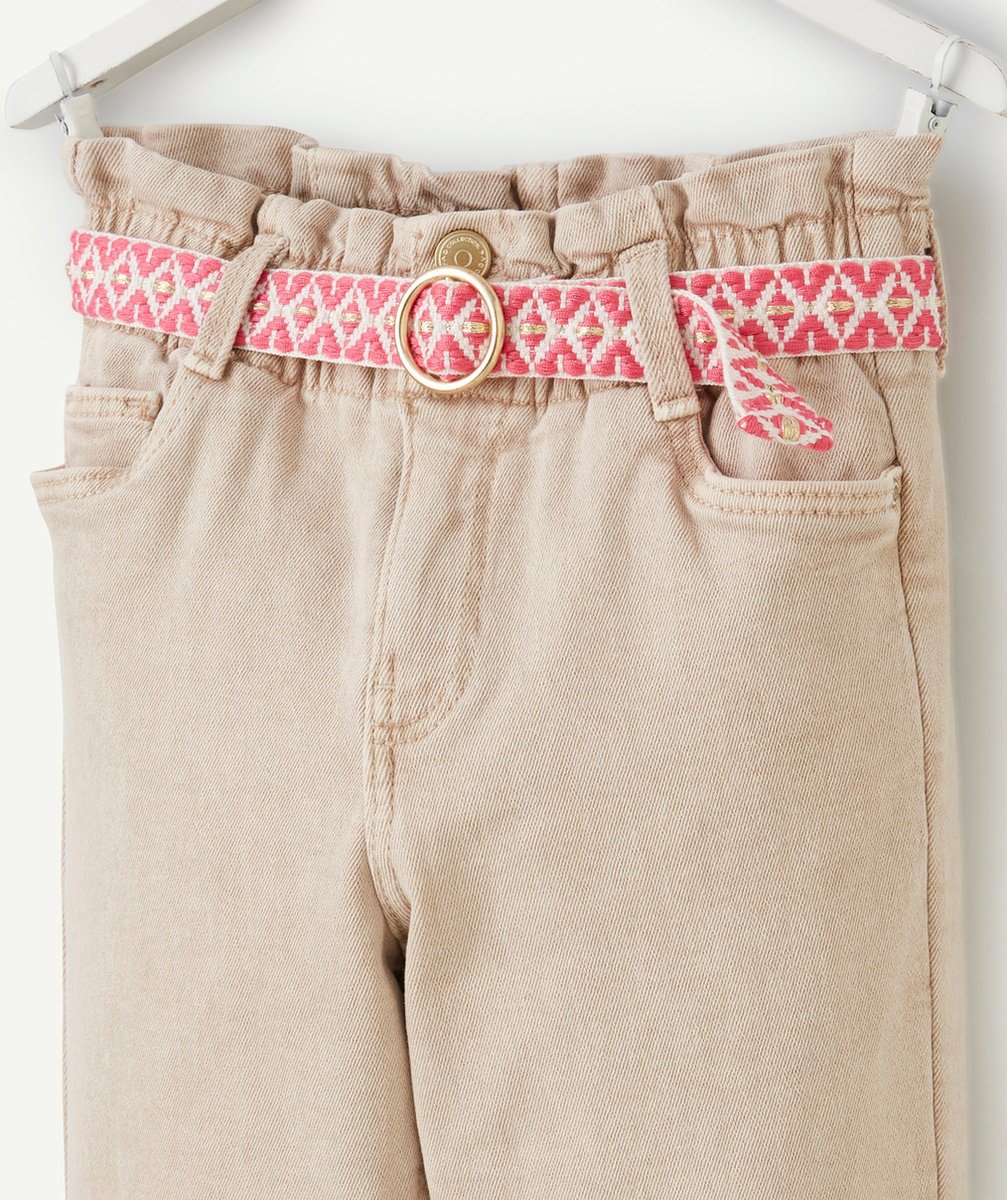 pantalon slouchy fille beige avec ceinture