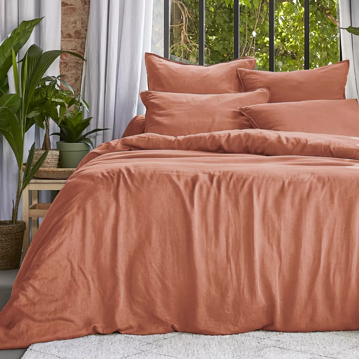 Housse de couette lyocell Tencel™ lavé (200 x 200 cm) Olivia Terracotta