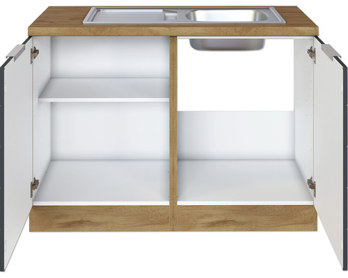 Held Furniture wastafelkast inclusief spoelbak Florence BxDxH 120x60x86 cm grijs mat gedemonteerd scharnier omkeerbaar (links of rechts te monteren)