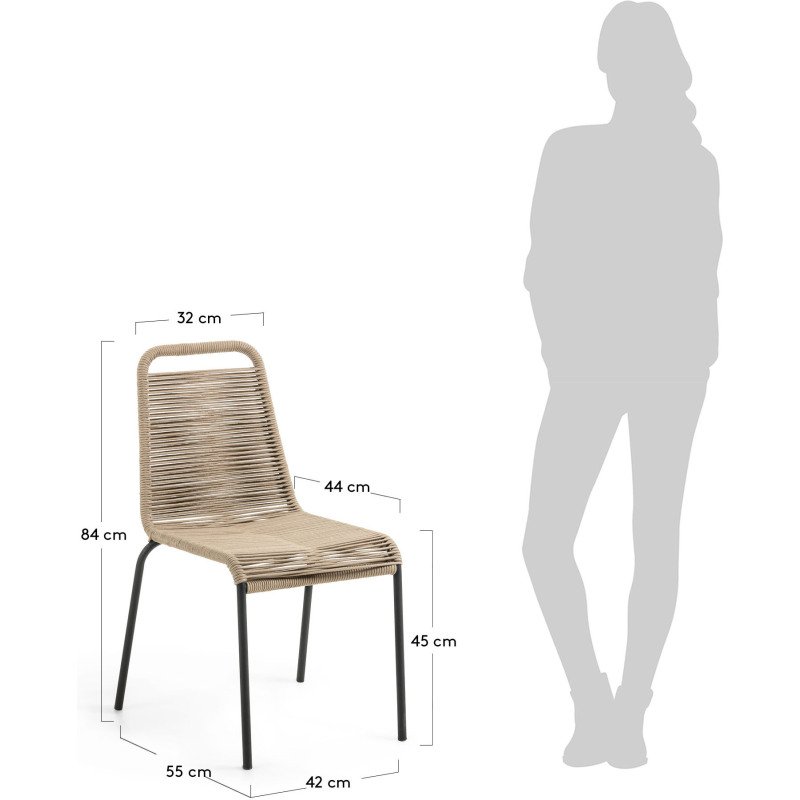 Chaise Lambton - corde - pieds acier