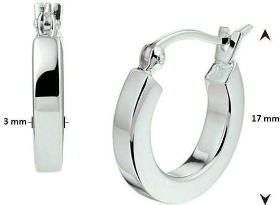 Oorringen - Zilver - Vierkante Buis - 3,0 mm - Hefboom-sluiting