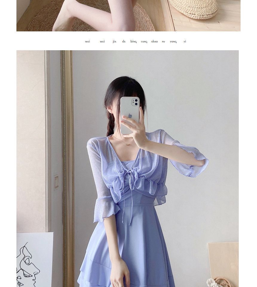 Kansen - Set: Spaghettibandjes effen badjurk + cover-up