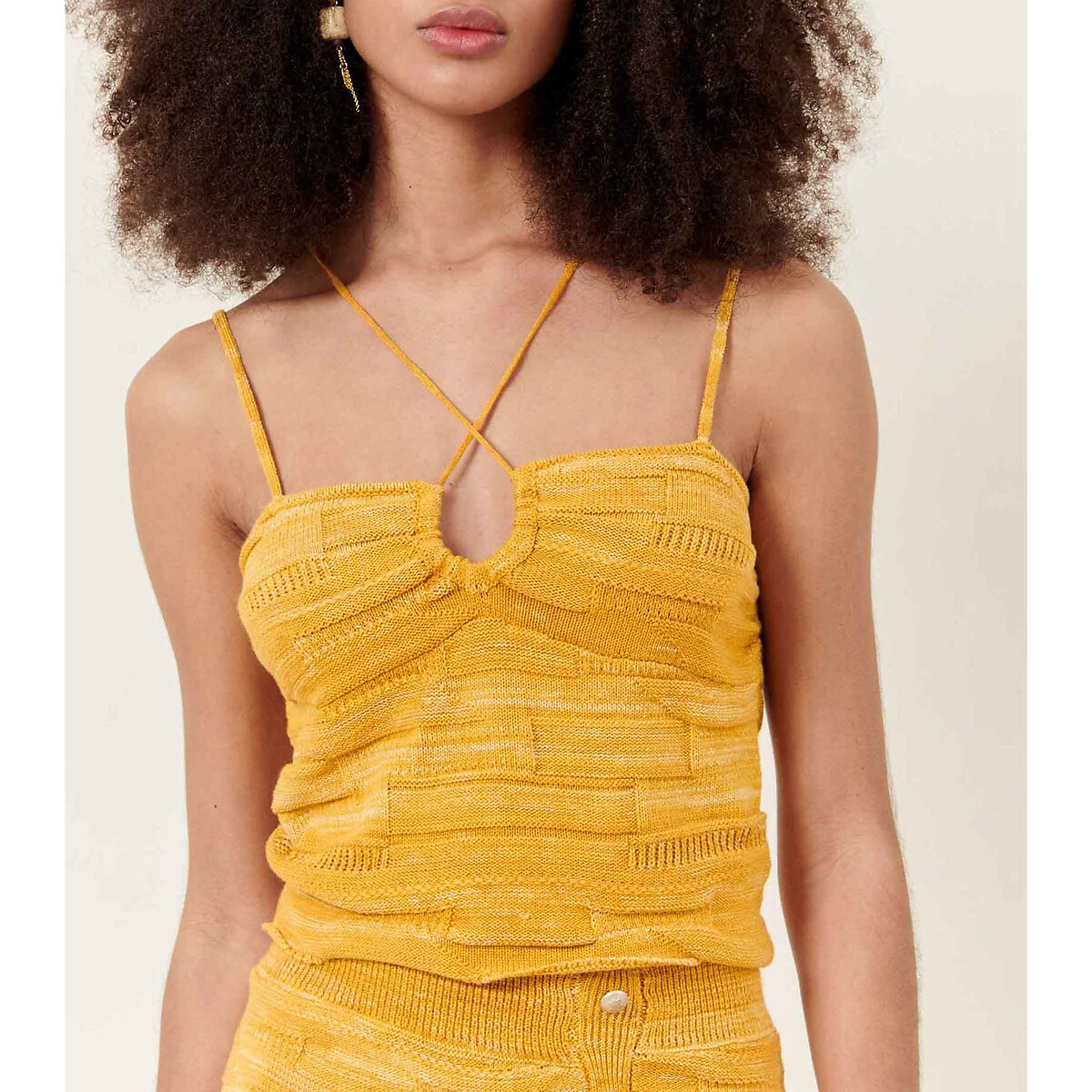 SESSUN<br>Camisa de alças finas, em malha, Ginasun