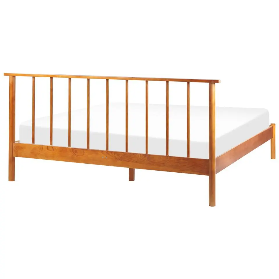 BARRET II - Tweepersoonsbed - Lichtbruin - 160 x 200 cm - Dennenhout