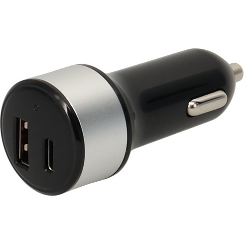Chargeur allume-cigare - USB-A - USB-C  - 18W - noir