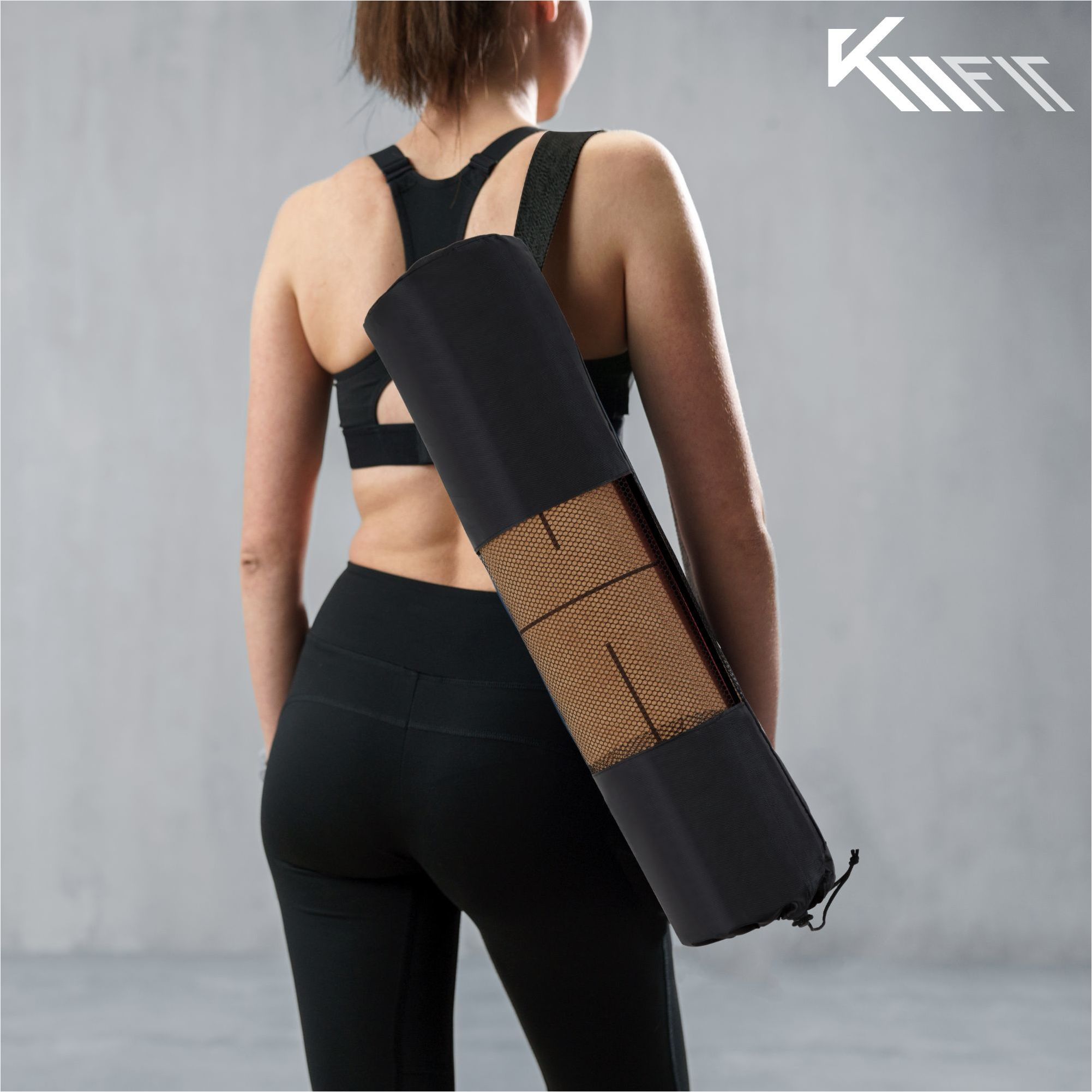 KM-Fit Tpe Yogamatte 183 x 61 cm Schwarz