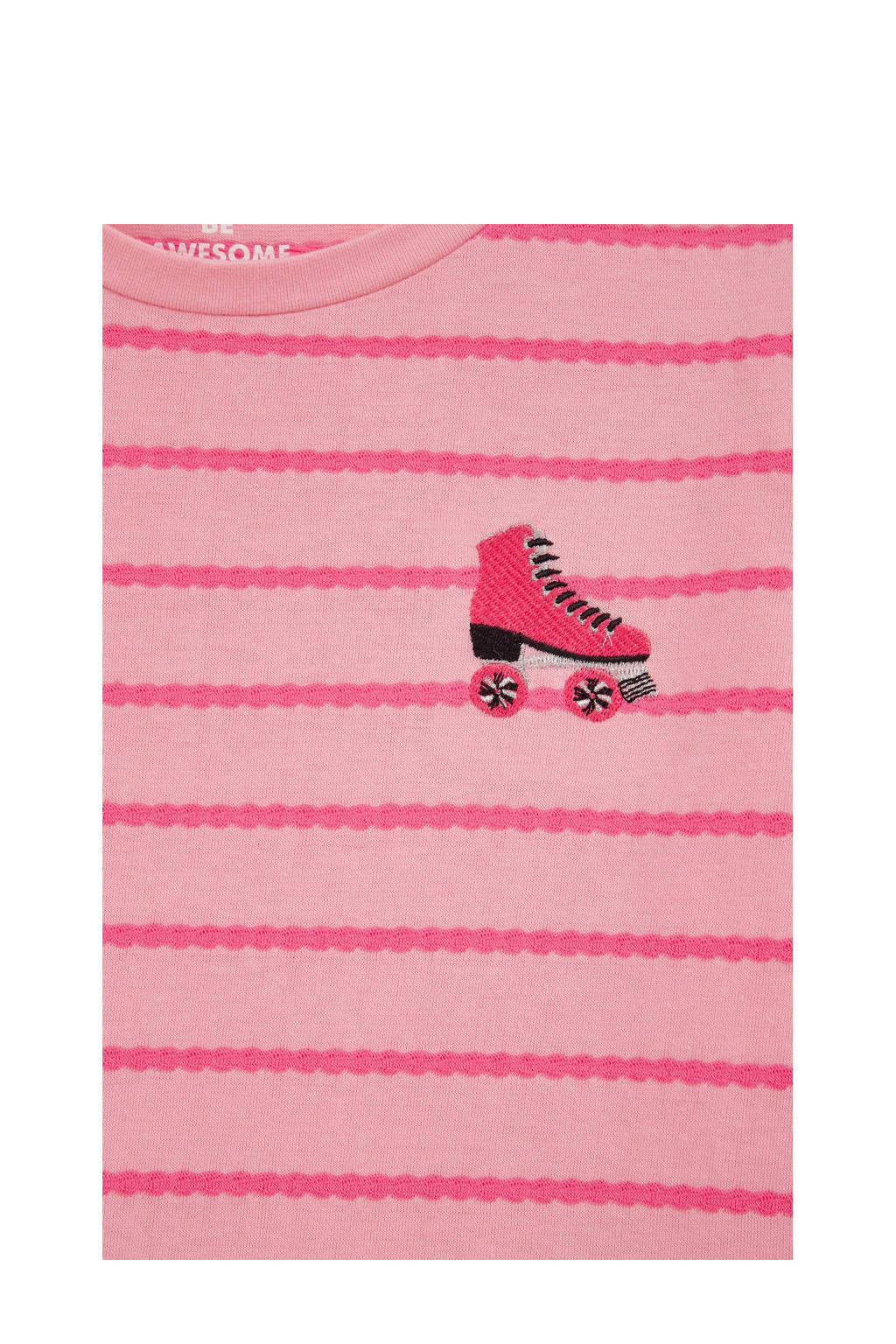 WE Fashion gestreepte longsleeve roze/rood