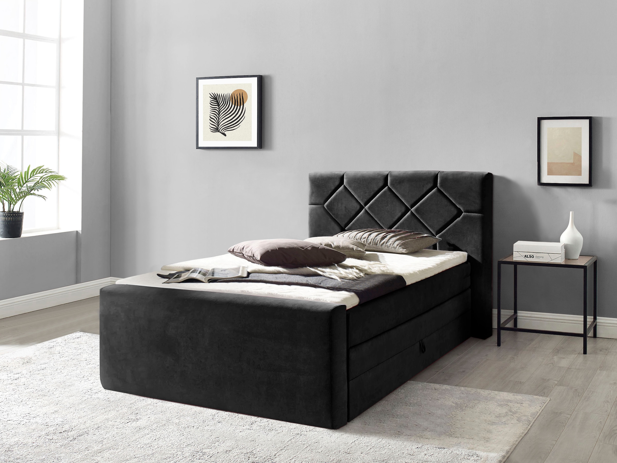 PLACES OF STYLE Boxspringbett »Atlanta« inklusive Topper und Bettkasten