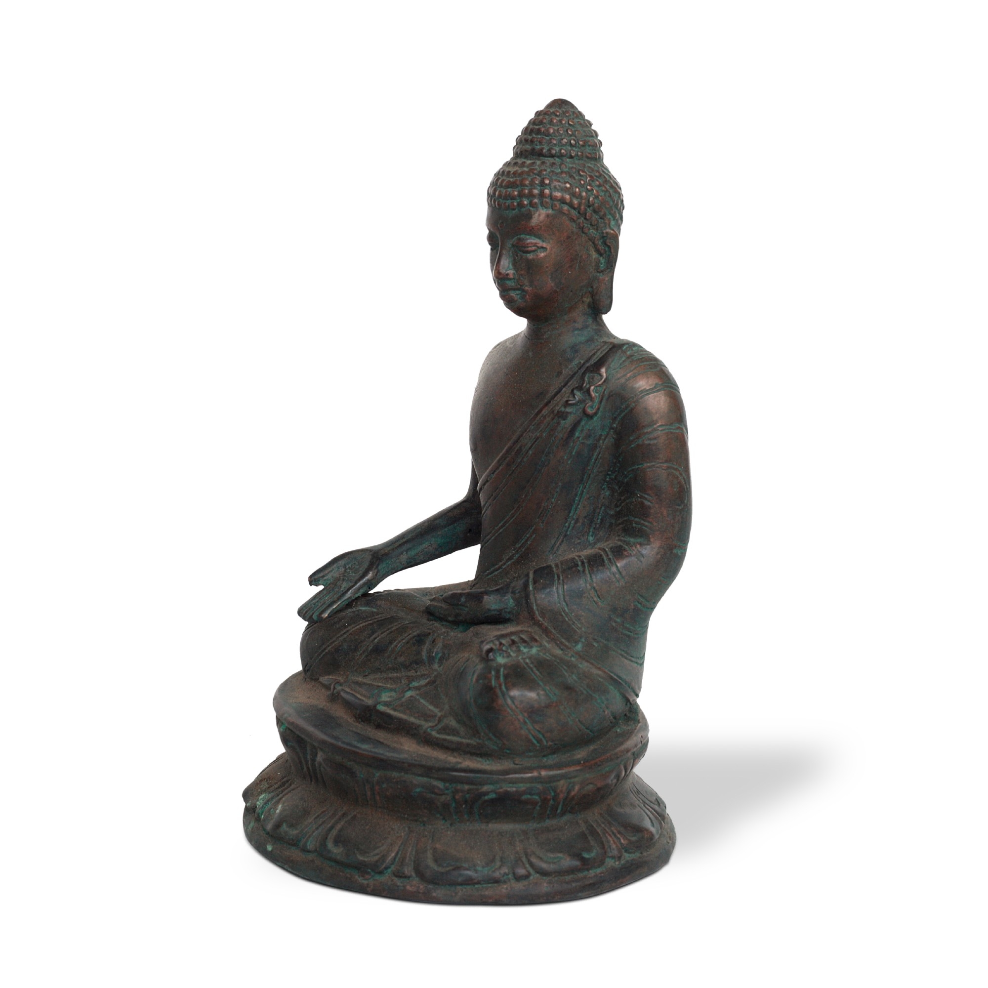 Bronze-Skulptur 'Buddha sitzend', H 18 cm, B 11 cm, L 10 cm von fischer's lagerhaus