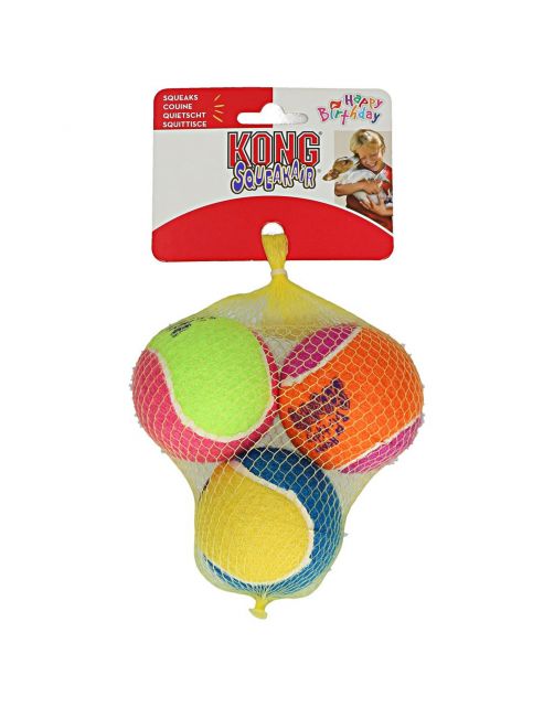 Kong Birthday Tennisballen - Hondenspeelgoed - Geel Groen Oranje Medium