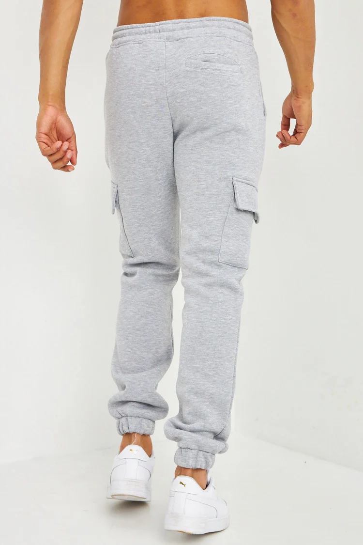Pantalon de jogging gris clair poches cargo inscription Brentiny