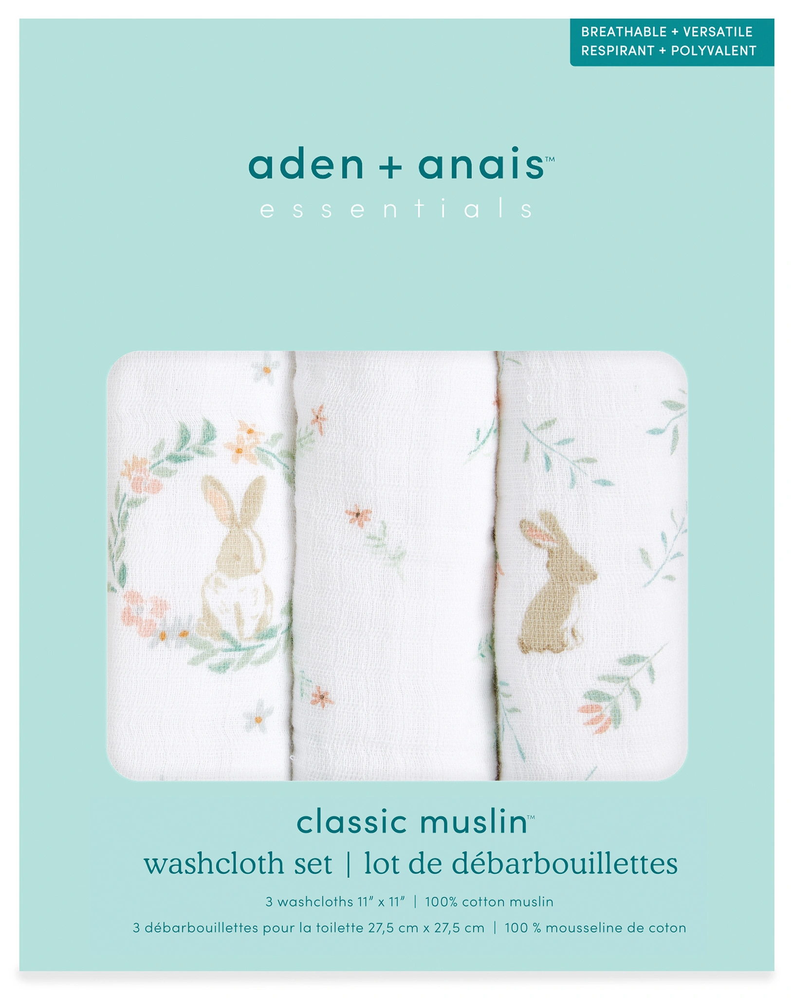 Waschlappen BLUSHING BUNNIES (30x30) 3er Pack