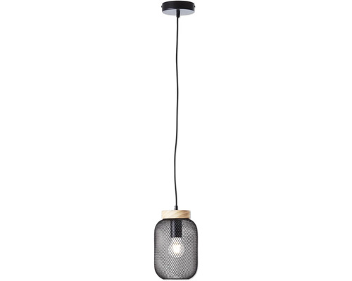 Hanglamp, 1-lichts, HxØ 112x16 cm, zwart/gerookt glas