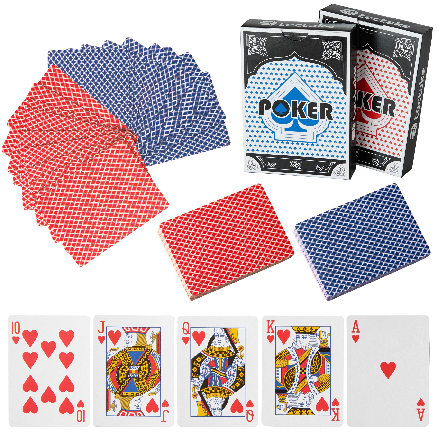 tectake® Pokerset, 300 farbige Chips, 5 Würfel, inklusive verschließbarer Aluminiumkoffer