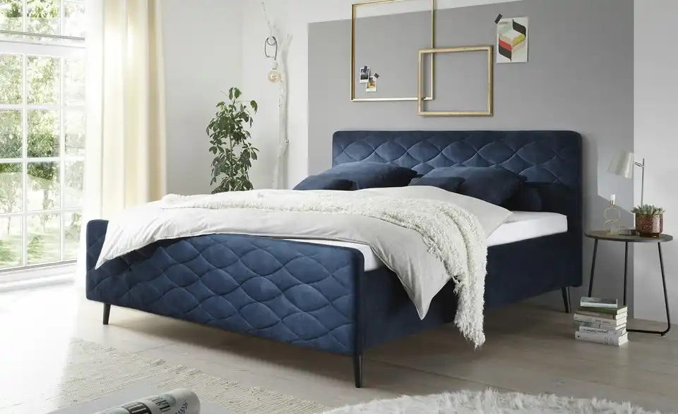 Polsterbettgestell Mario A Blau 180 cm