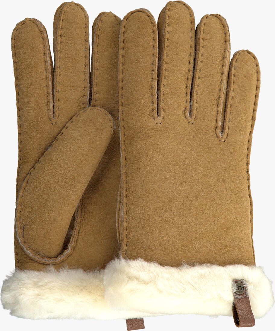 UGG cognac ugg handschoenen shorty glove w leather trim