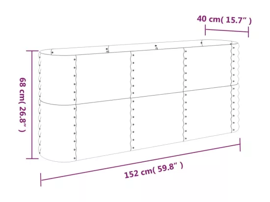 Jardinière bac lit surélevé argenté 152 x 40 x 68 cm 02_0039690