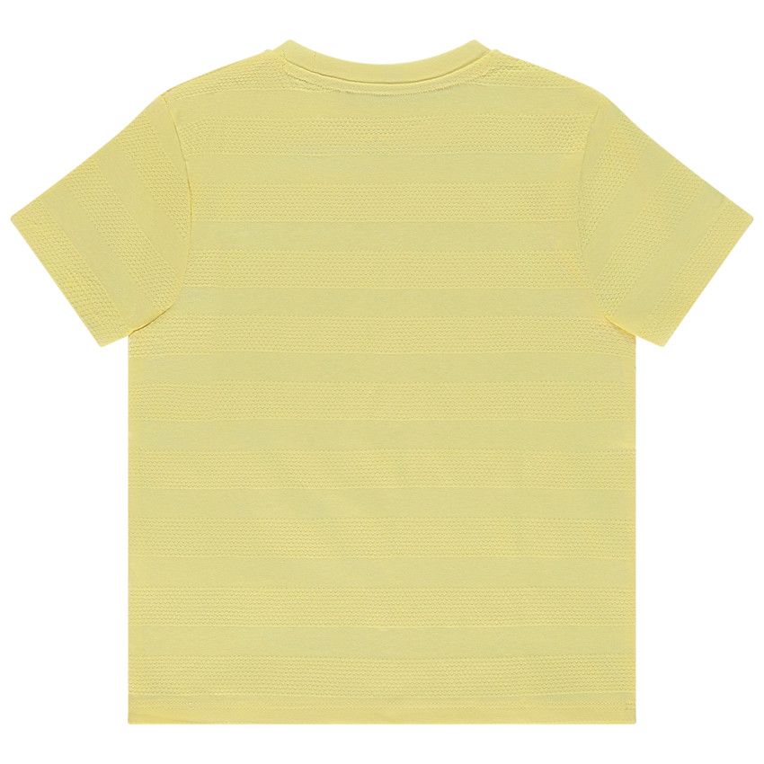 T-shirt manches courtes uni effet bandes texturées pour garçon - Jaune