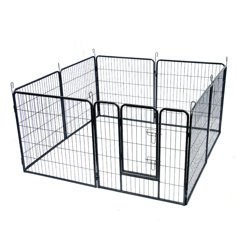 (8er Set) 80x100cm Metall Welpenauslauf Gitter Hunde Laufstall Zaun Haustier Gehege - Schwarz