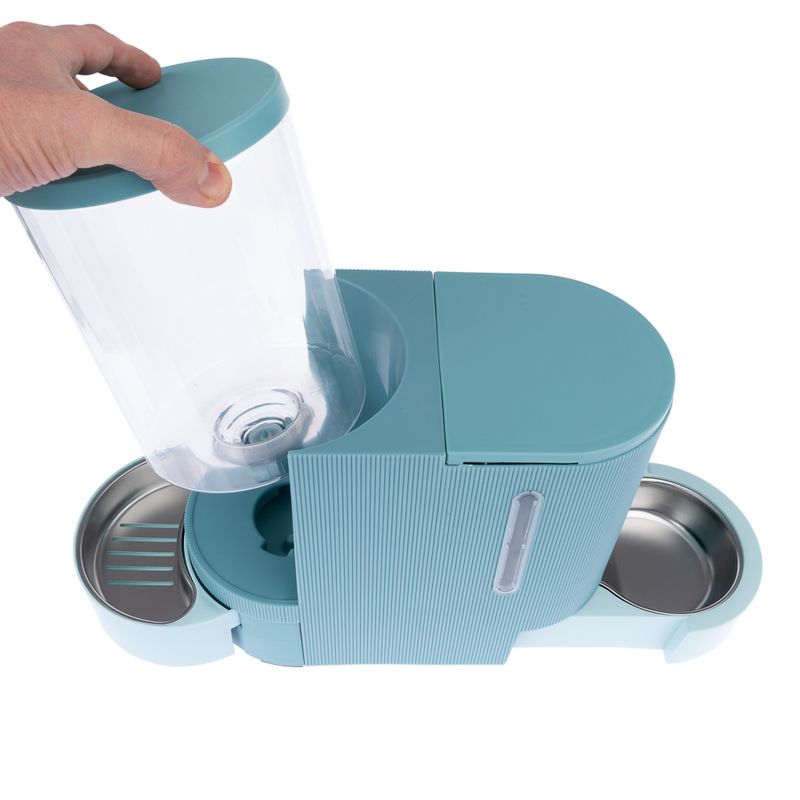 Distributeur d'eau et de nourriture TIAKI, bleu clair