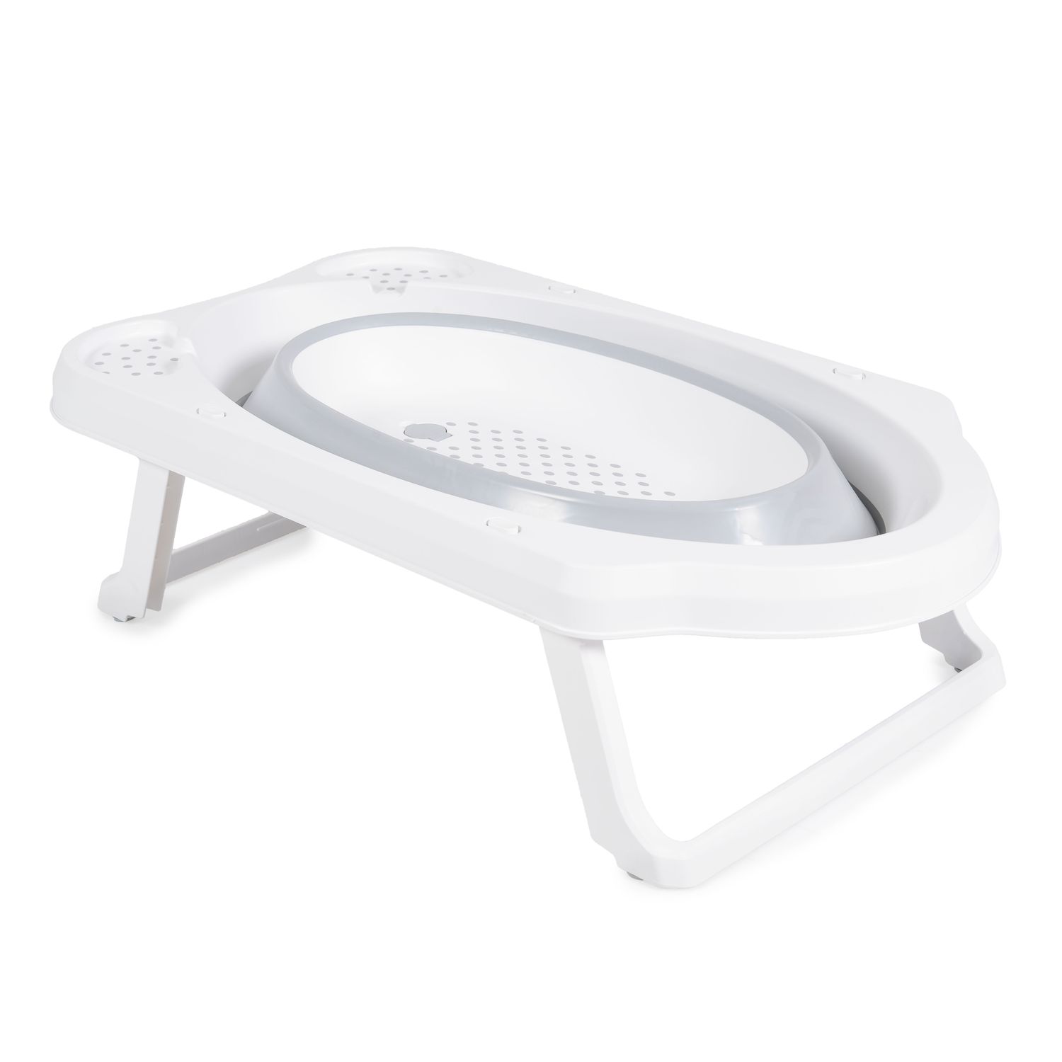 Cangaroo faltbare Babybadewanne Maui, 84 cm lang, Wasserablauf, Ablagefächer grau