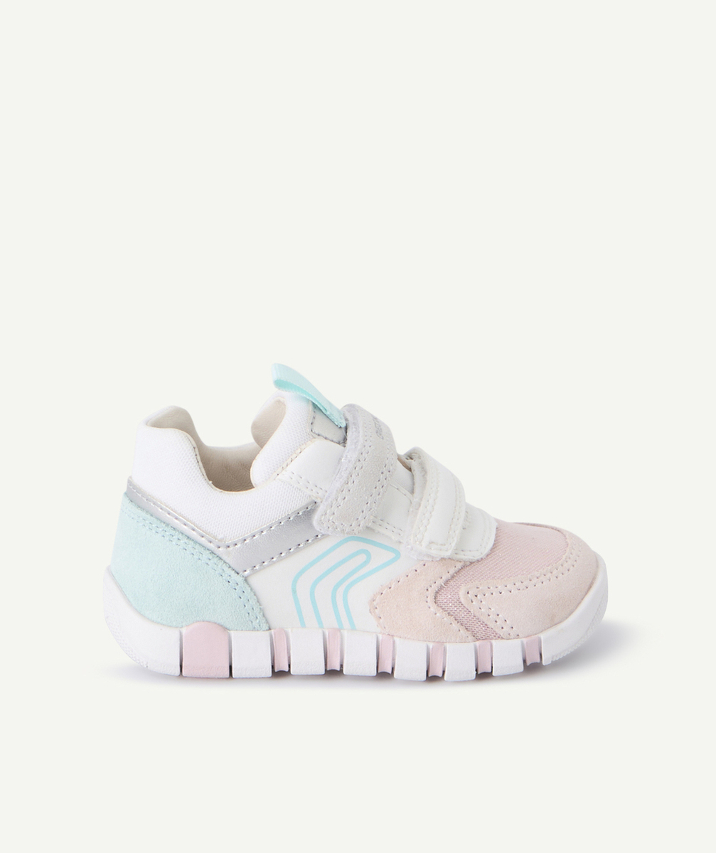 GEOXbaskets bébé fille iupidoo à scratch bleu rose et blanc