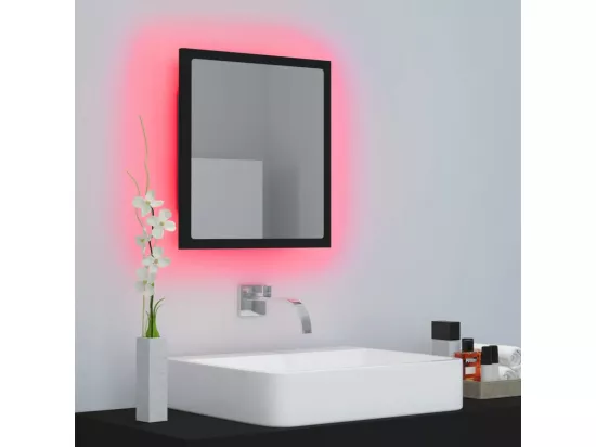 Miroir à LED de salle de bain Noir 40x8,5x37 cm Acrylique