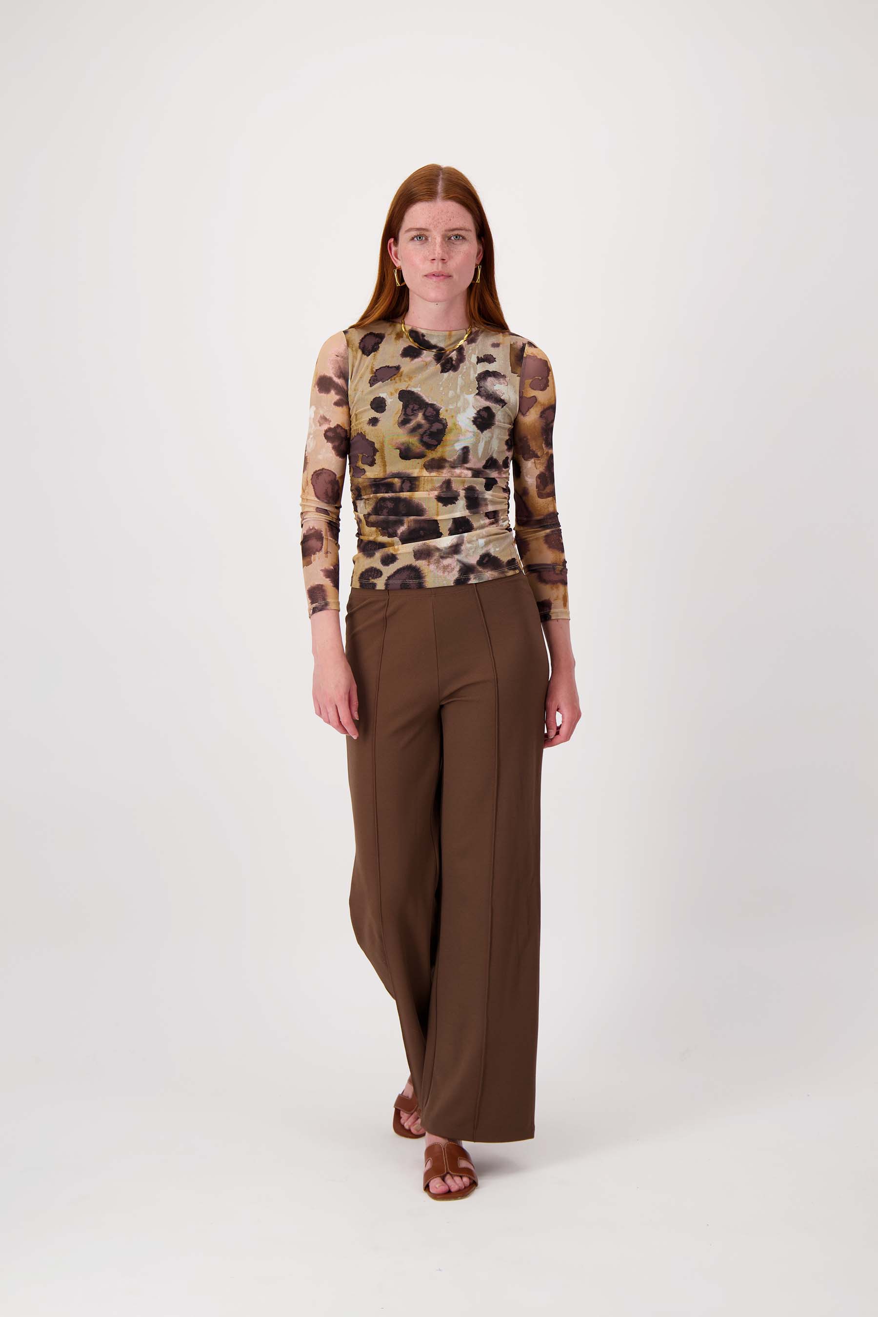 mesh top met vlekken print
