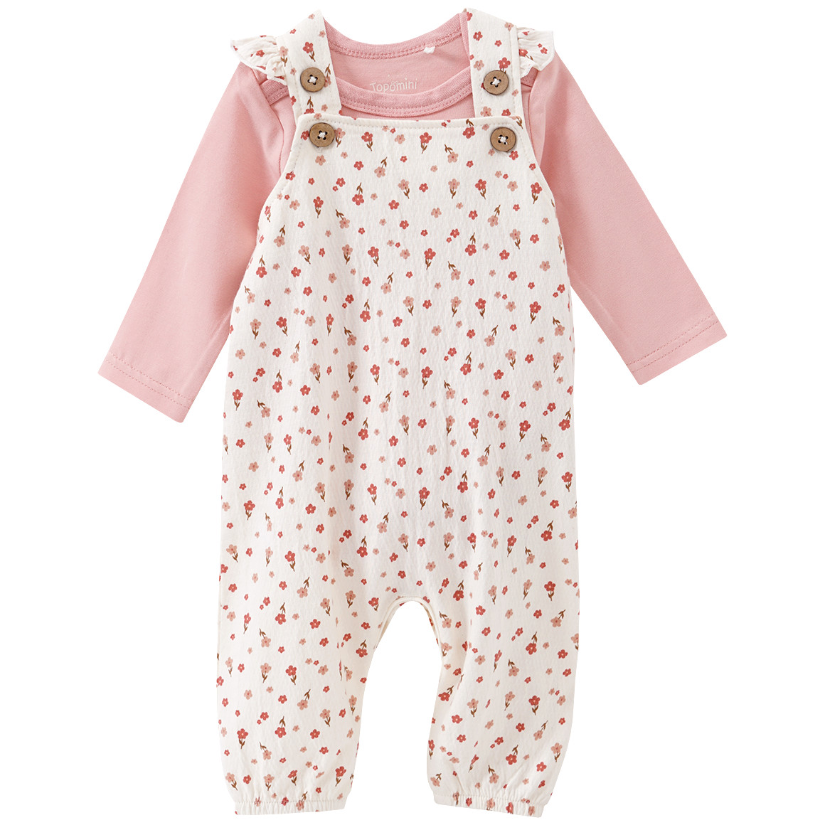 Topomini Baby Strampler und Langarmbody im Set weiss / rosa