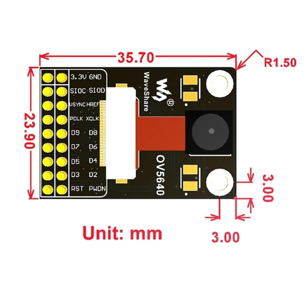 Wewoo Waveshare Module Caméra OV5640