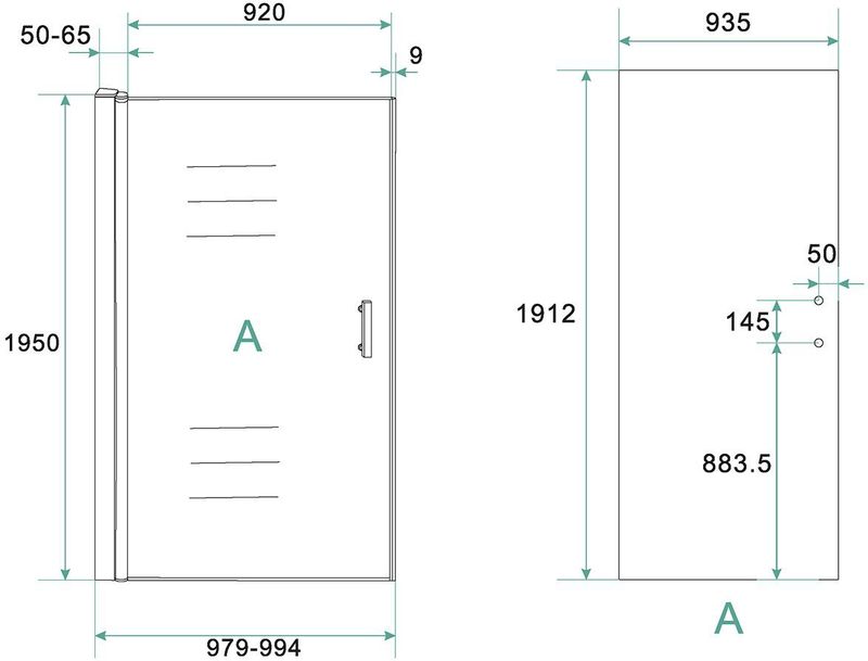 Douchecabine Wiesbaden Eco-modulair deurgedeelte 100x195cm Helder Glas
