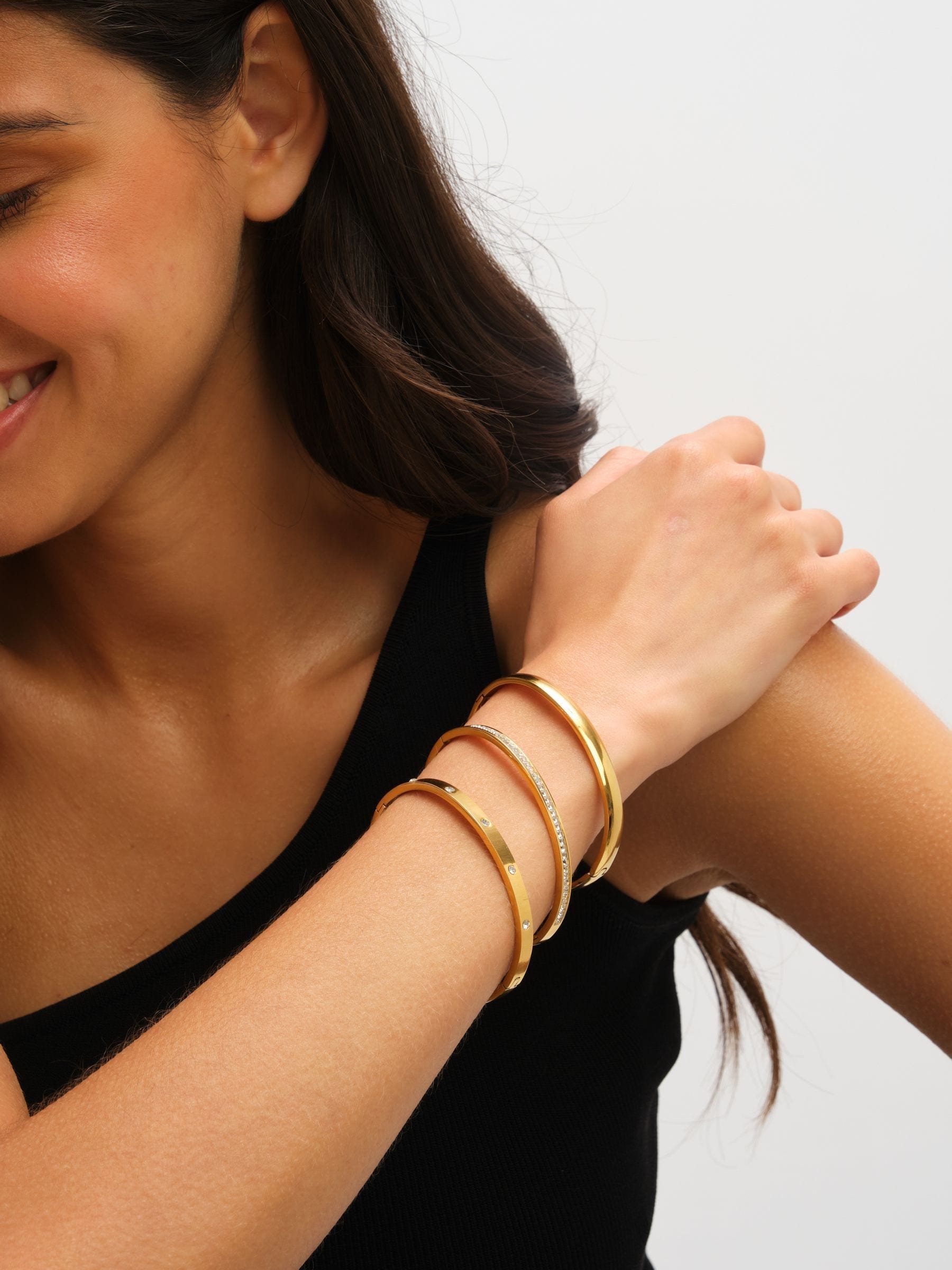 Met bladgoud - Jon Richard Waterproof Polished Bangle