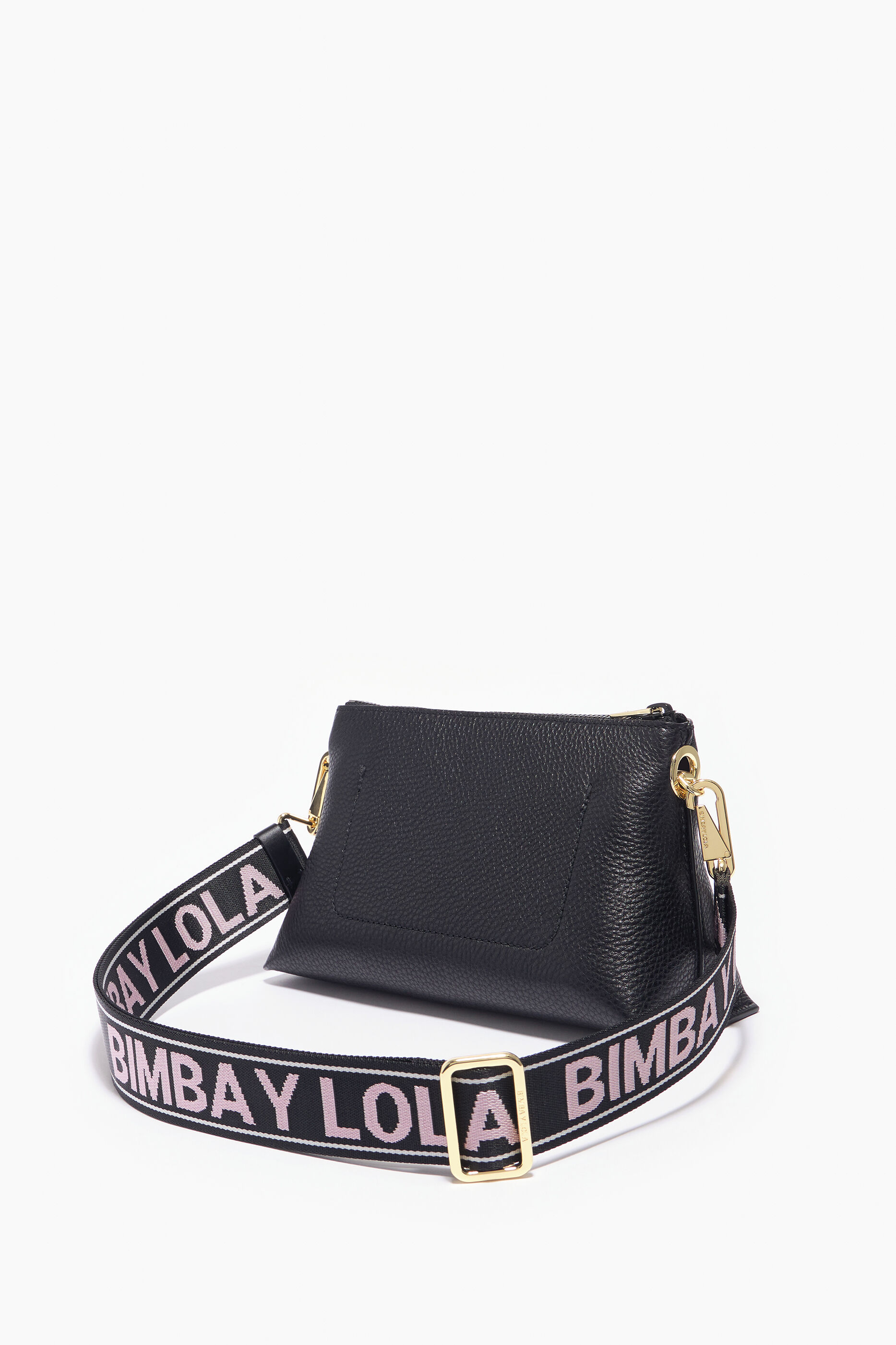 Bolsa de couro preta em formato de S