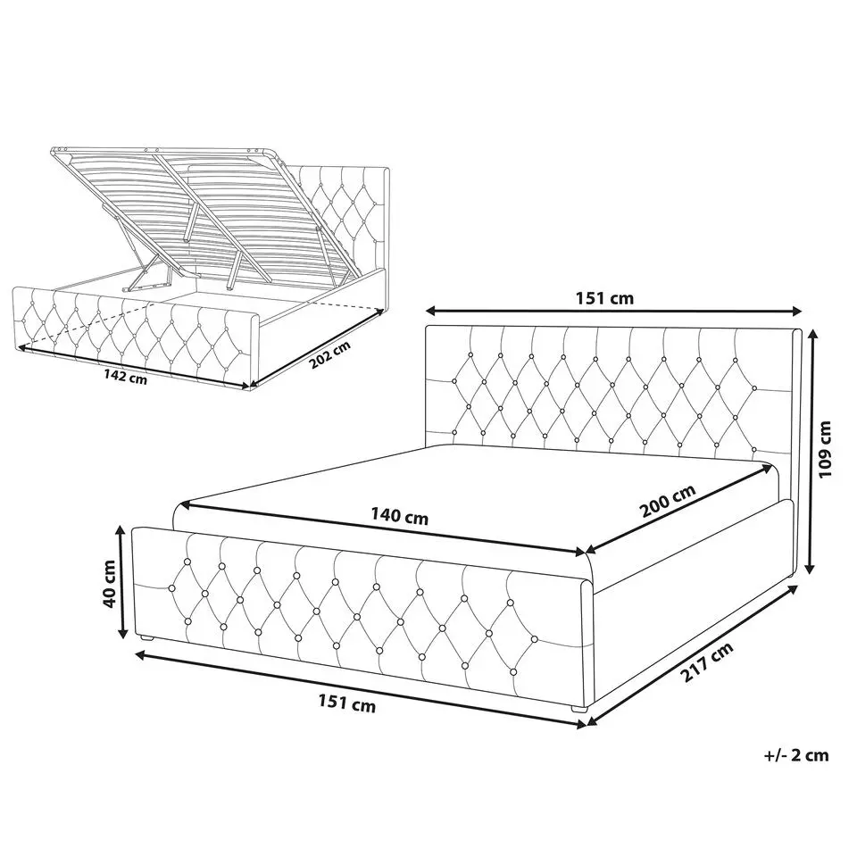 AMIENS - Bed met opbergruimte - Taupe - 140 x 200 cm - Fluweel