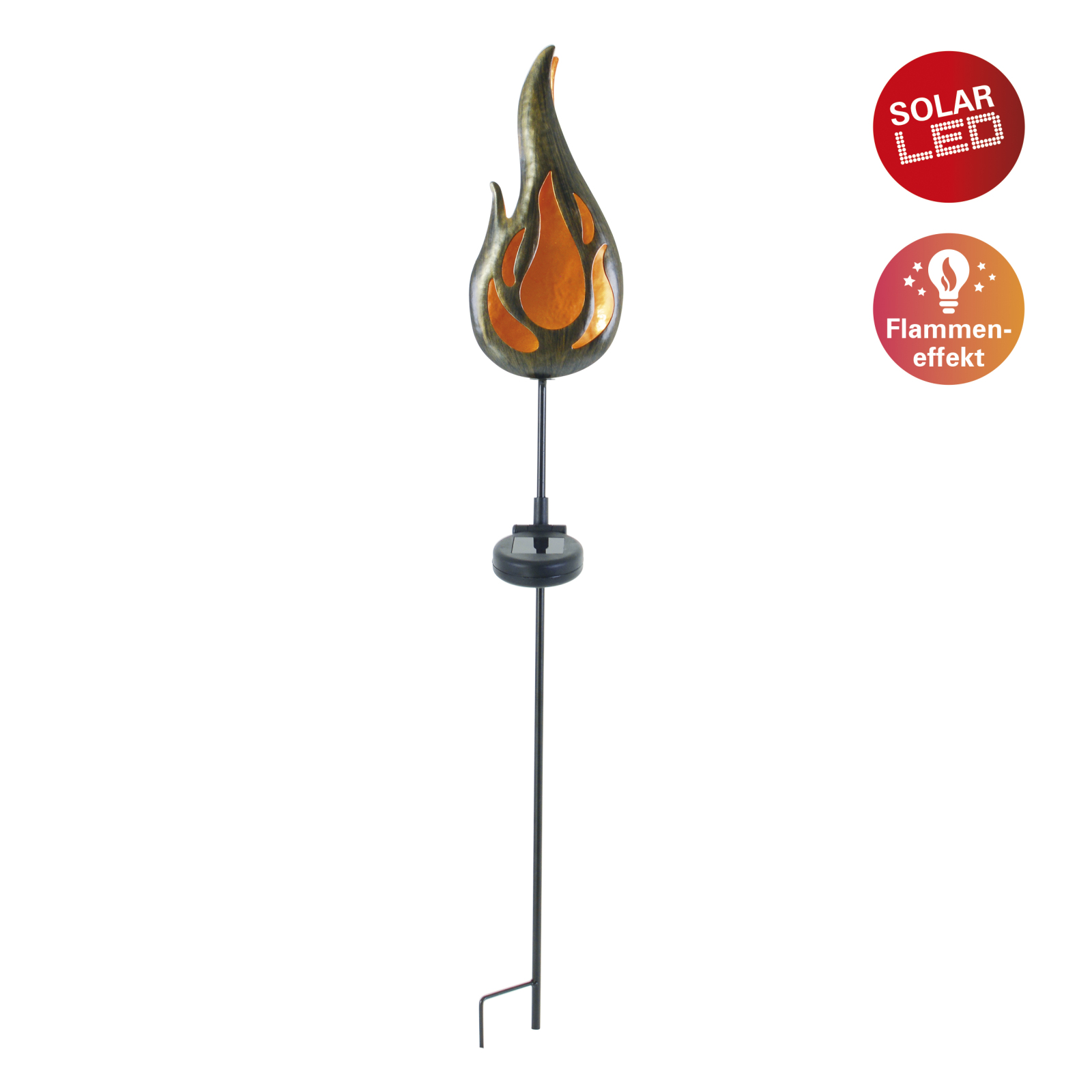 Solar-LED-Erdspieß Flamme - bronze-orange - 84 cm hoch