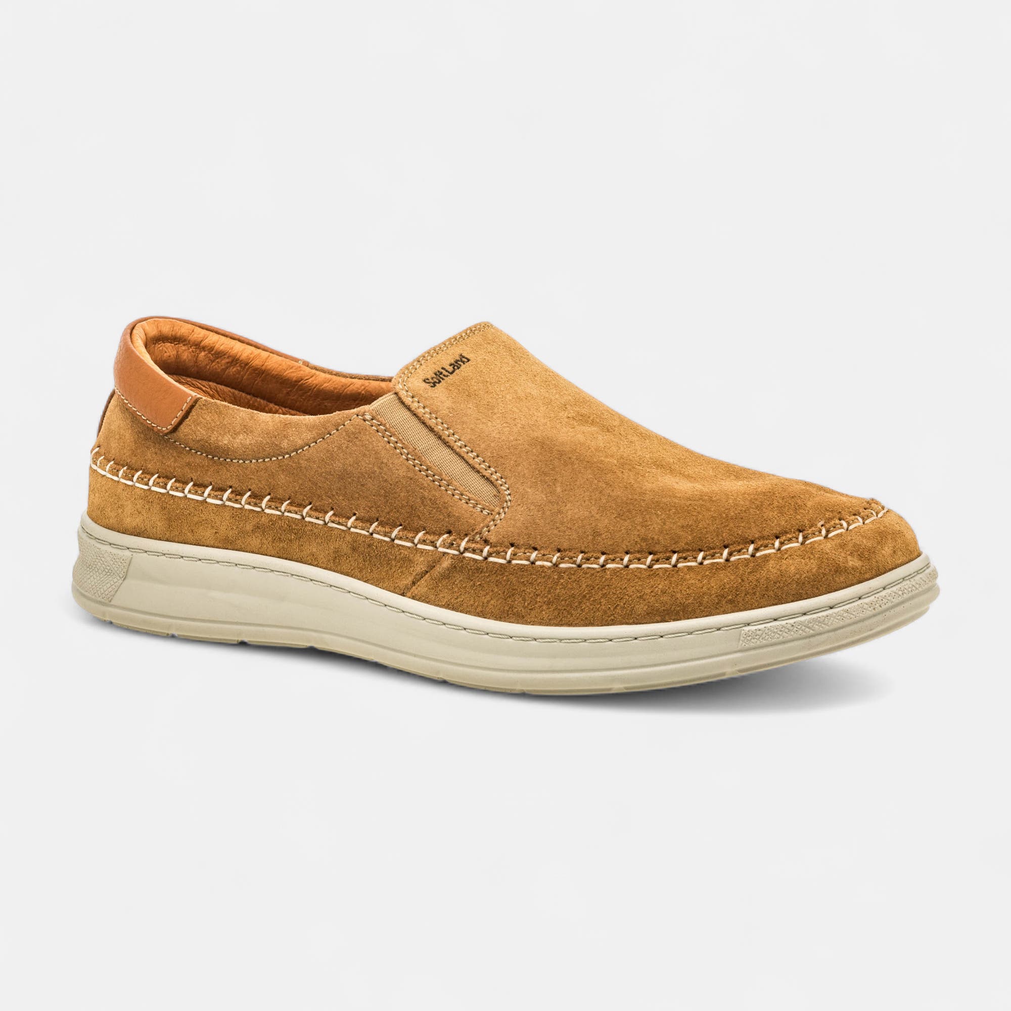 Mocassins pieds sensibles Homme en cuir beige