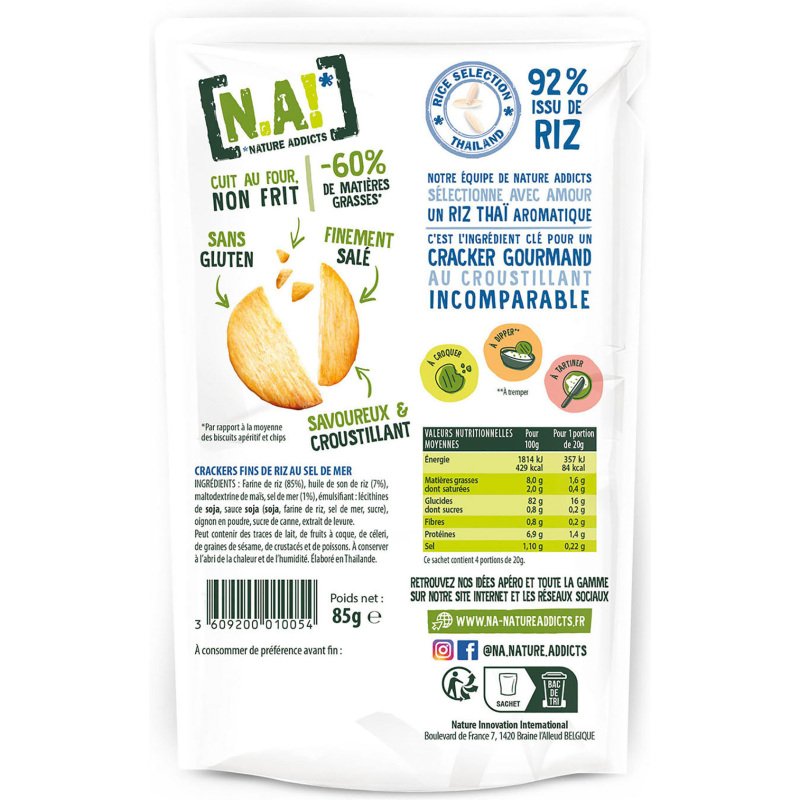 Rice crakers sel de mer, sans gluten N.A! - Sachet de 85 g