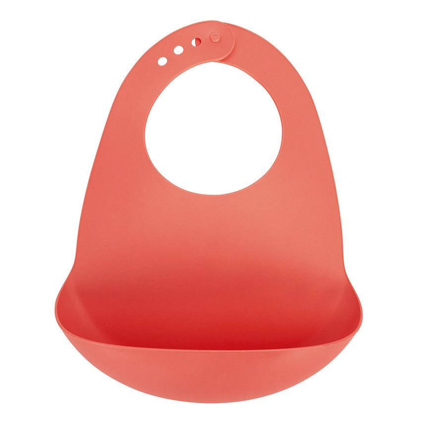 Bavoir rigide avec ramasse-miettes Yummix - Rose - Ecru