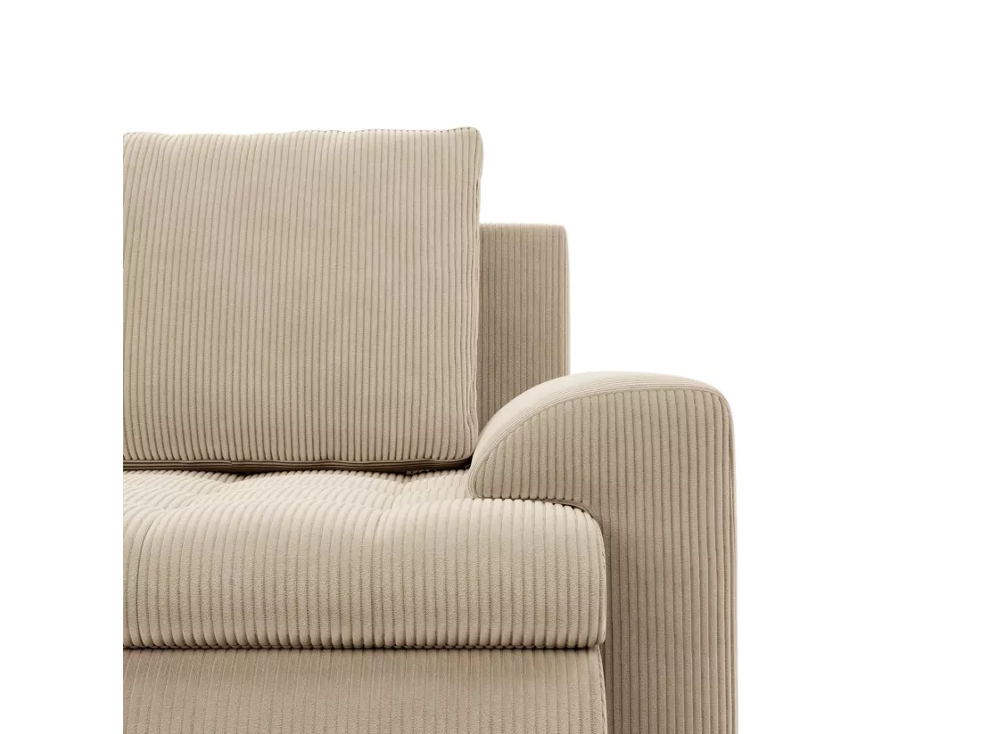 Canapé d'angle en U avec fonction sommeil, Ottoman, Cord - Beige