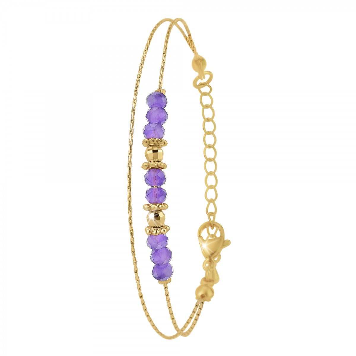 Bracelet double tour par SC Bohème orné d'Améthystes