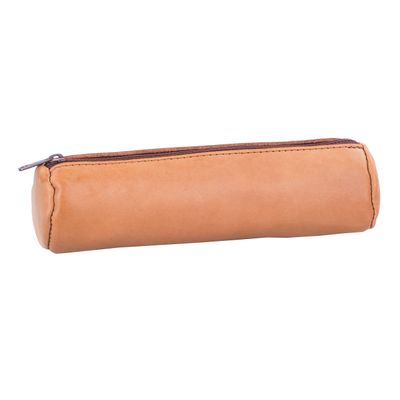 Oxford - Trousse ronde - cuir naturel beige