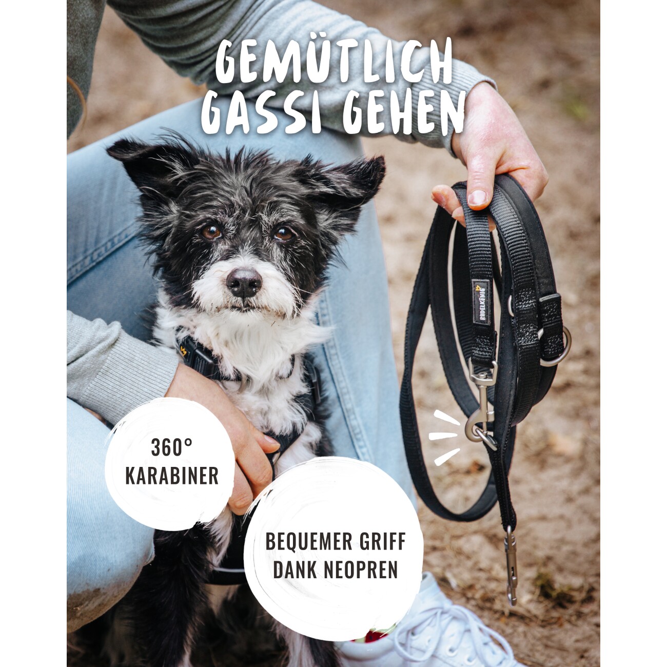 Rudelkönig Hundeleine - Führleine Bella schwarz