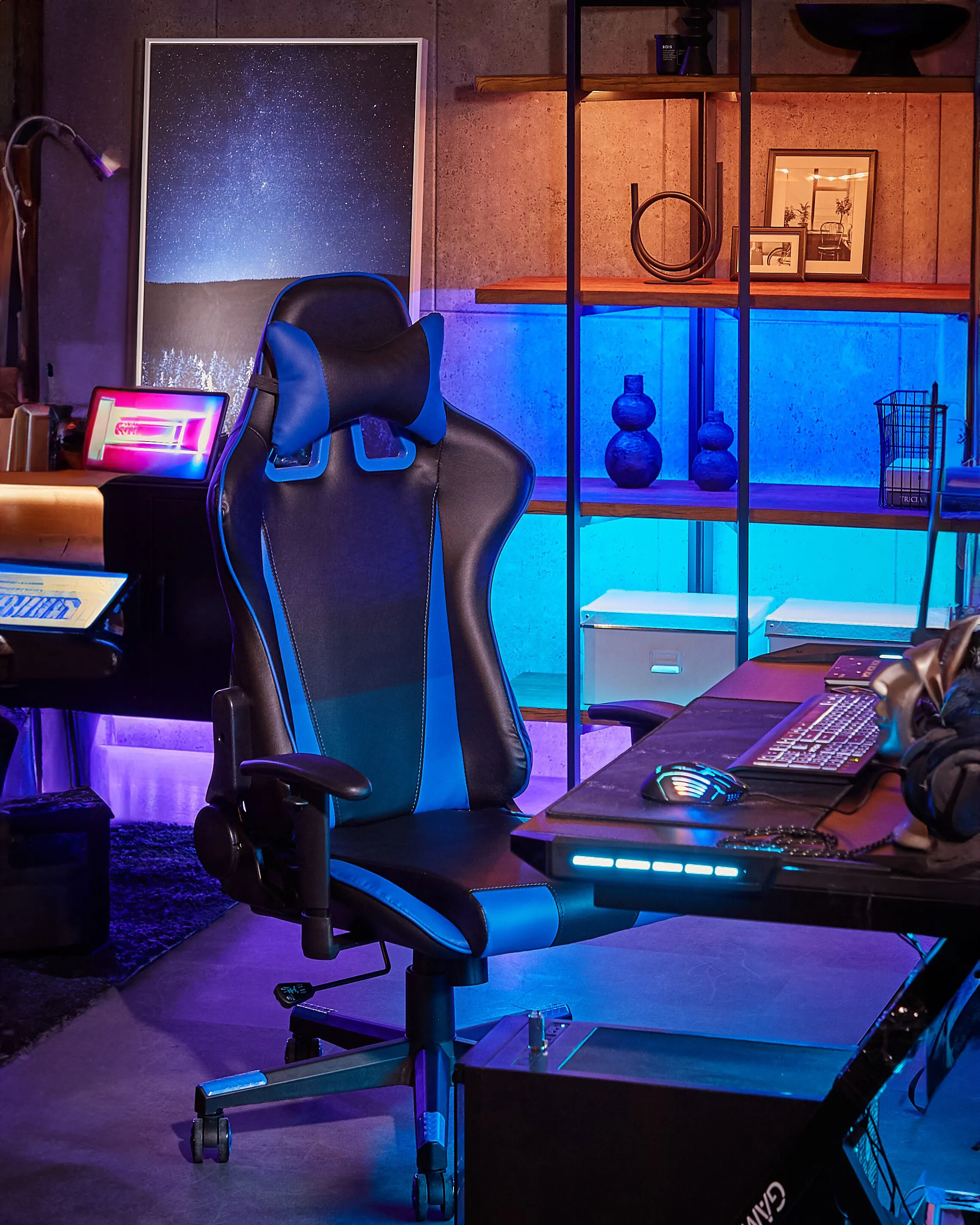Bureaustoel GAMER Kunstleer Donkerblauw