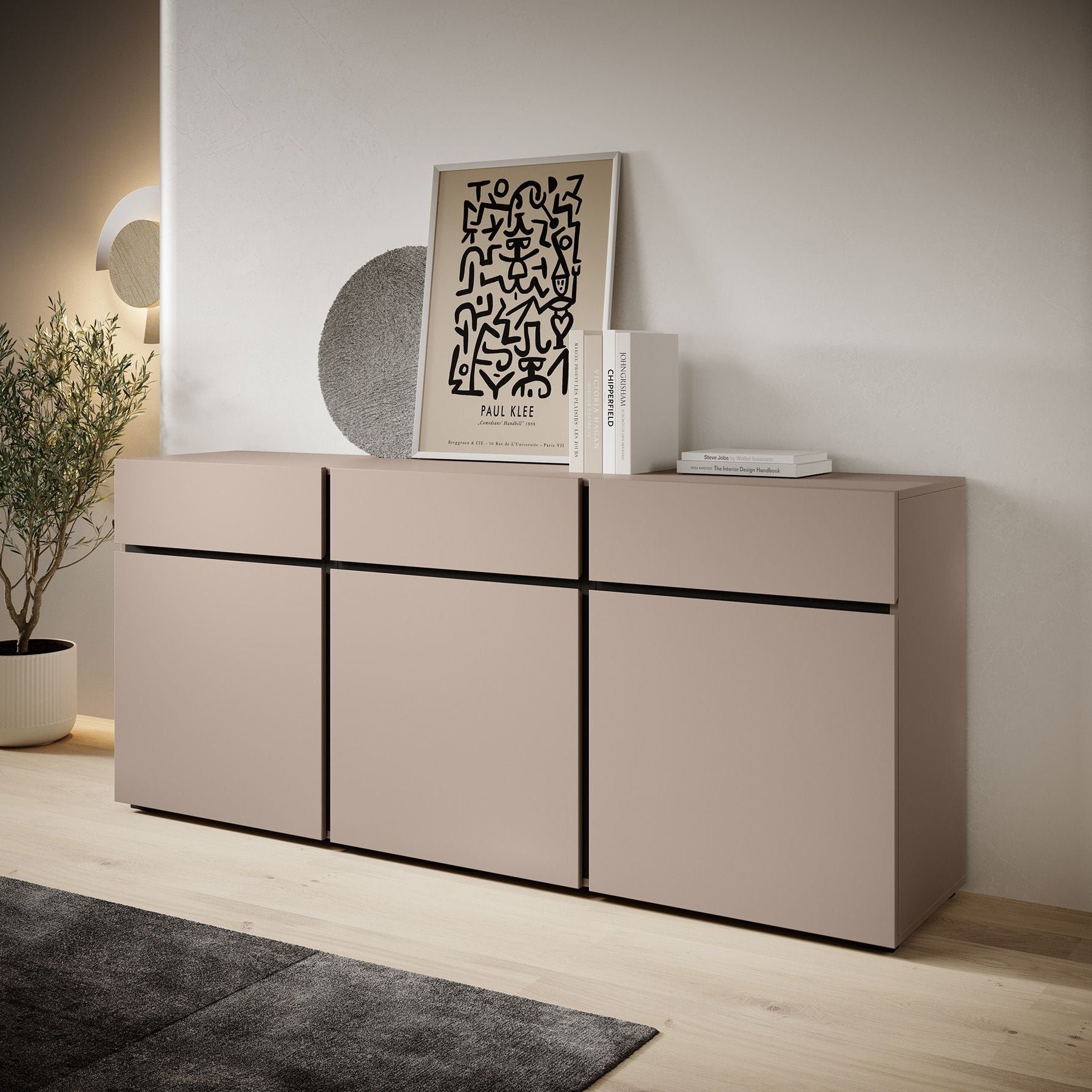 Cainan - Dressoir - Beige/zwart - 180x40x78 cm